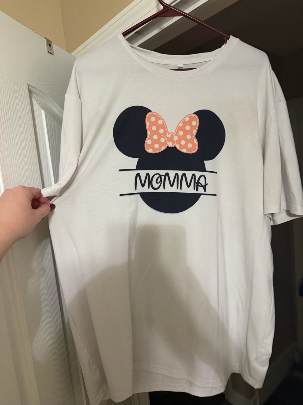 White "Momma" Graphic Tee with Polka Dot Bow